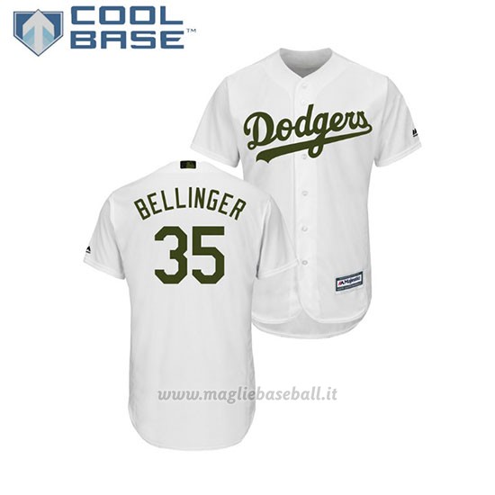 Maglia Baseball Uomo Los Angeles Dodgers Cody Bellinger 2018 Dia de los Caidos Cool Base Bianco